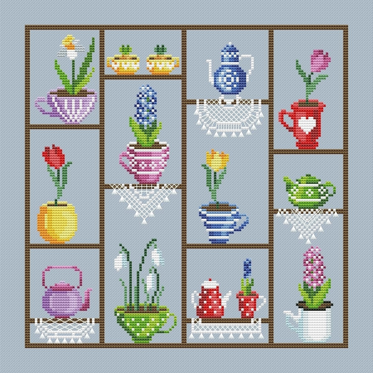 Flower Shelf Cross Stitch Chart фото 1