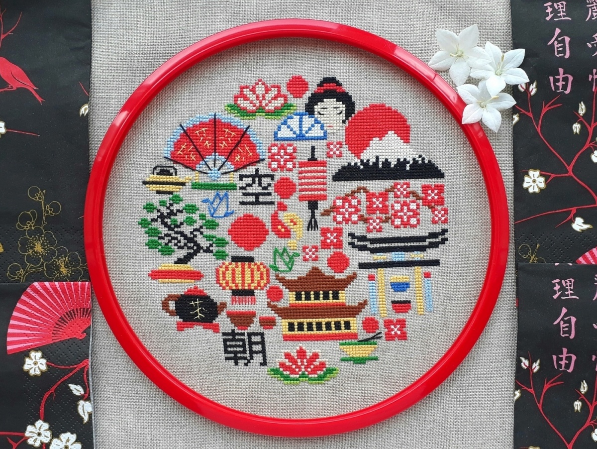 Japan Round Sampler Cross Stitch Pattern фото 2