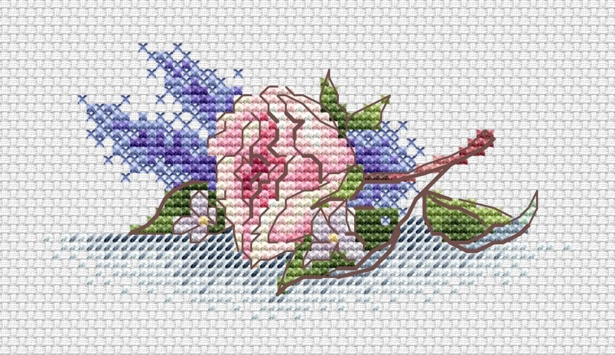 A Rose Flower Cross Stitch Pattern фото 1