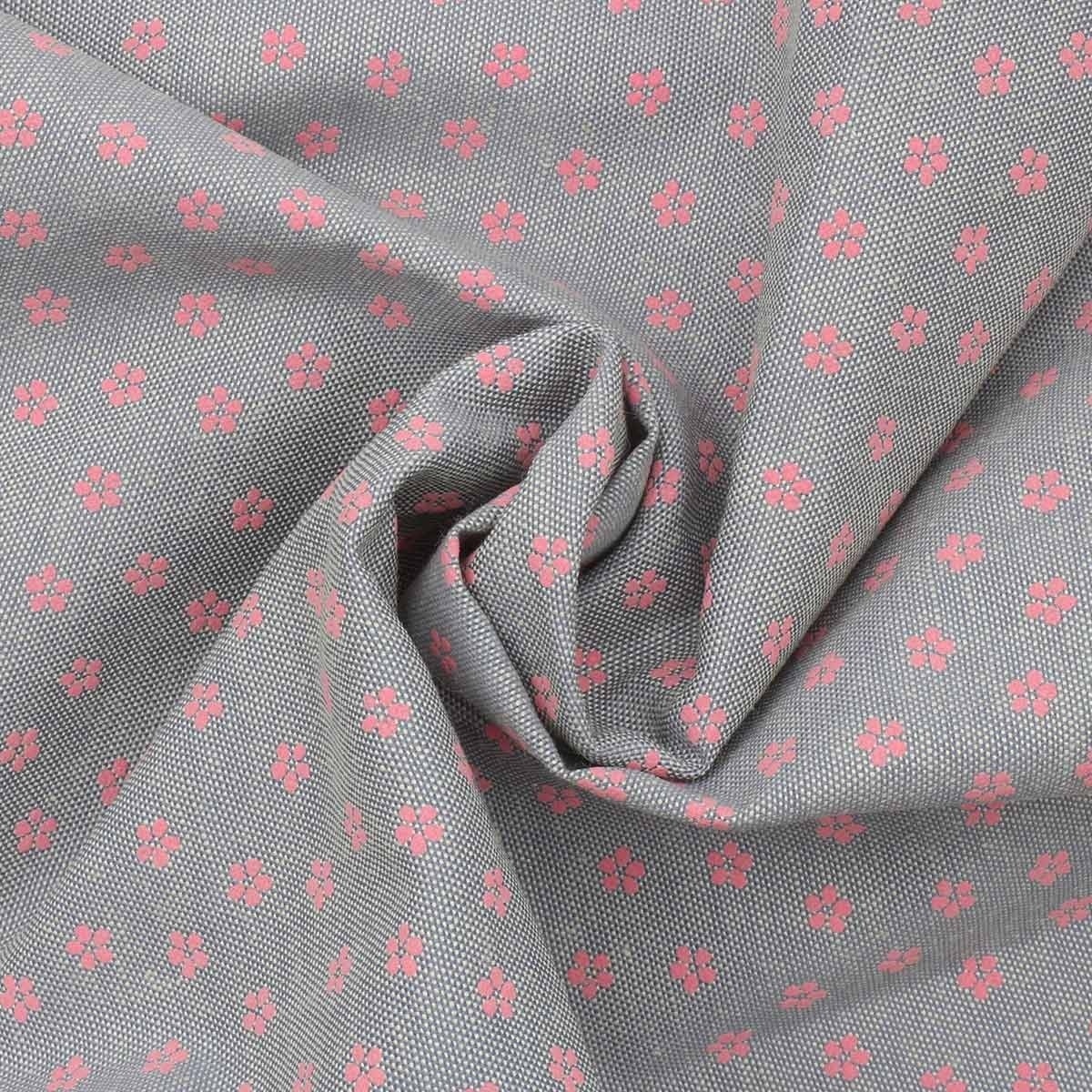 Grey/Pink Flowers Patchwork Fabric фото 1