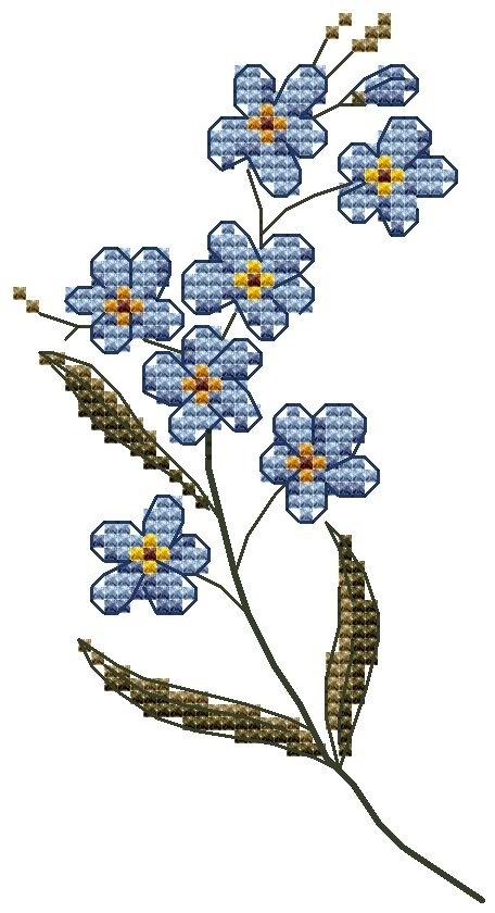 Wildflowers. Forget-me-not Cross Stitch Pattern фото 1