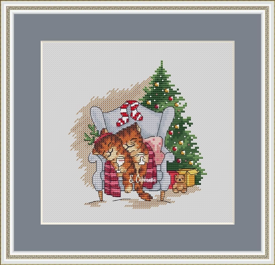 Sweet Christmas Couple Cross Stitch Pattern фото 2