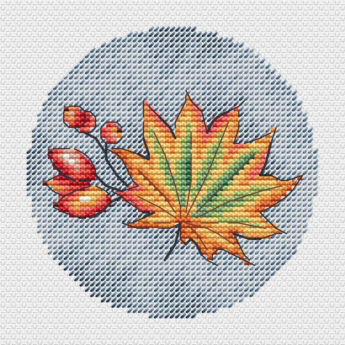 Autumn Miniatures. Leaf Cross Stitch Pattern фото 2
