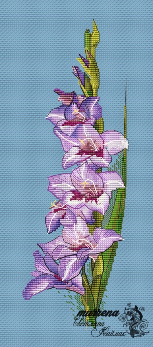 Gladiolus Flower Cross Stitch Pattern фото 1