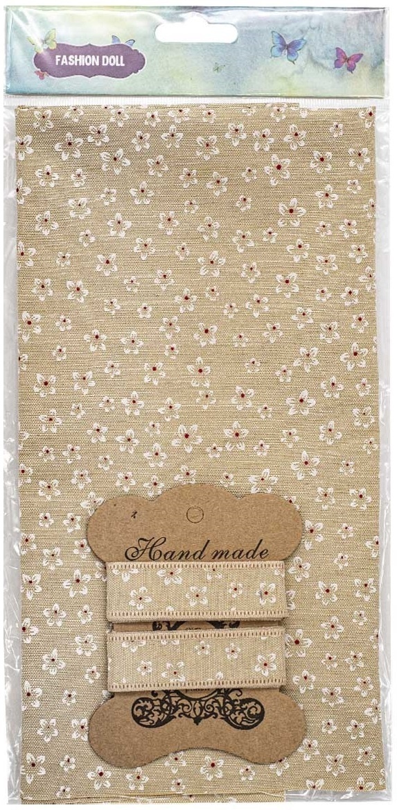 Sand Polyester Patchwork Fabric with Braid фото 2
