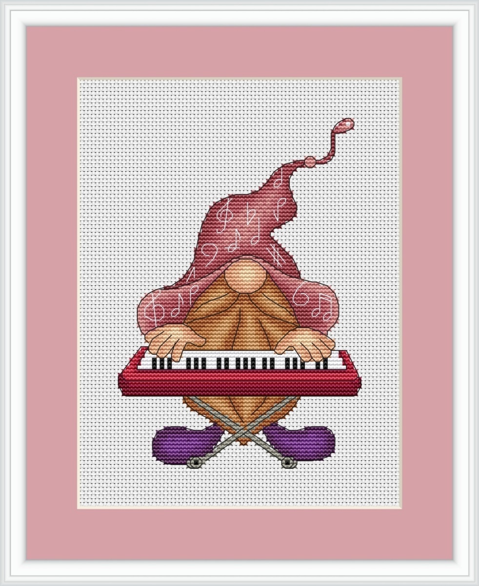 Gnome Keyboardist Cross Stitch Pattern фото 1