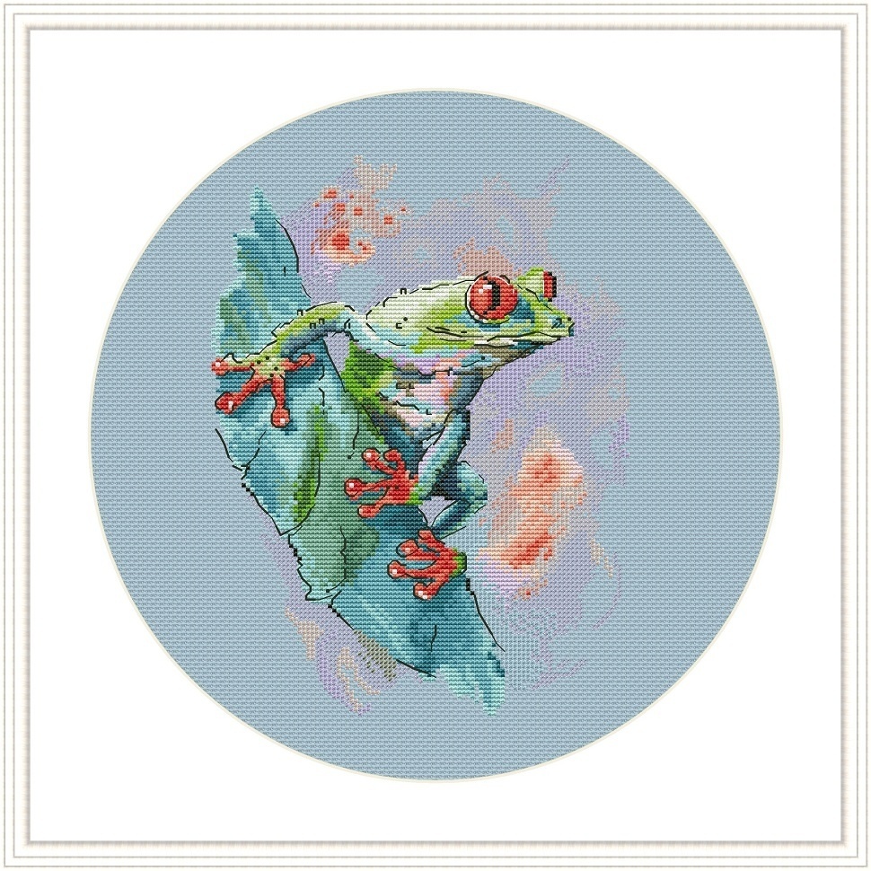 Tree Frog on a Lilac Background Cross Stitch Pattern фото 4