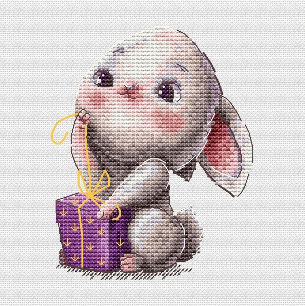Bunny with Present Cross Stitch Pattern фото 1