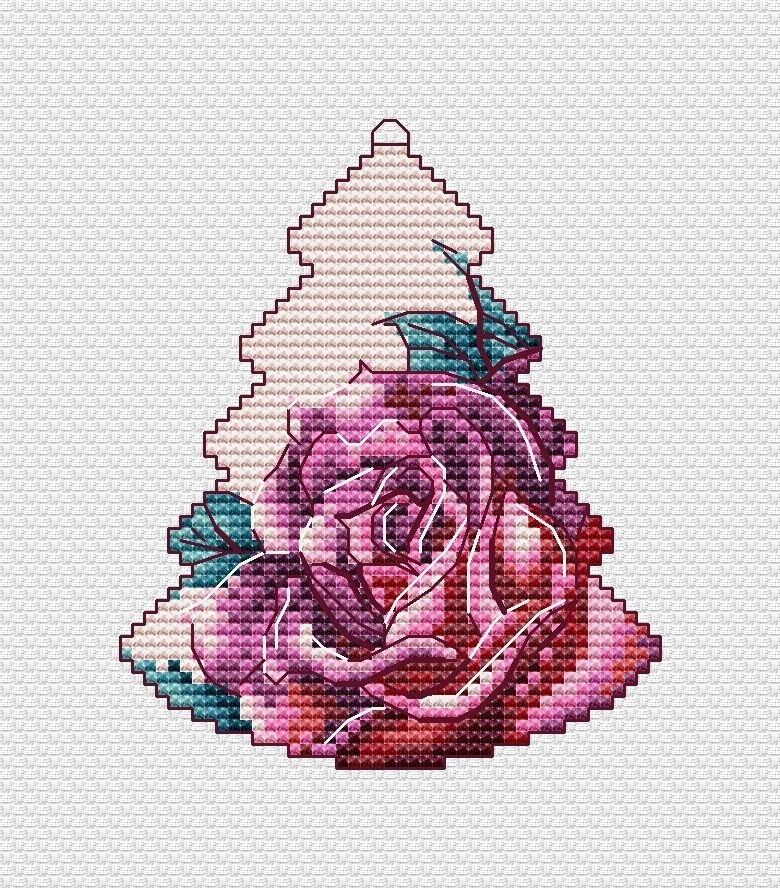 Christmas Tree with a Rose Cross Stitch Pattern фото 1