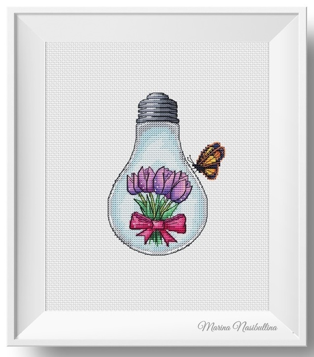 Light Bulb. Spring Cross Stitch Pattern фото 1