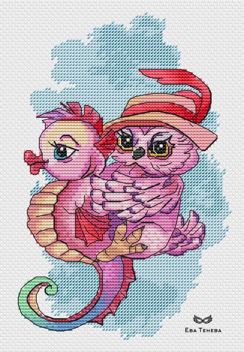 Pink Owl Sailor Cross Stitch Pattern фото 1