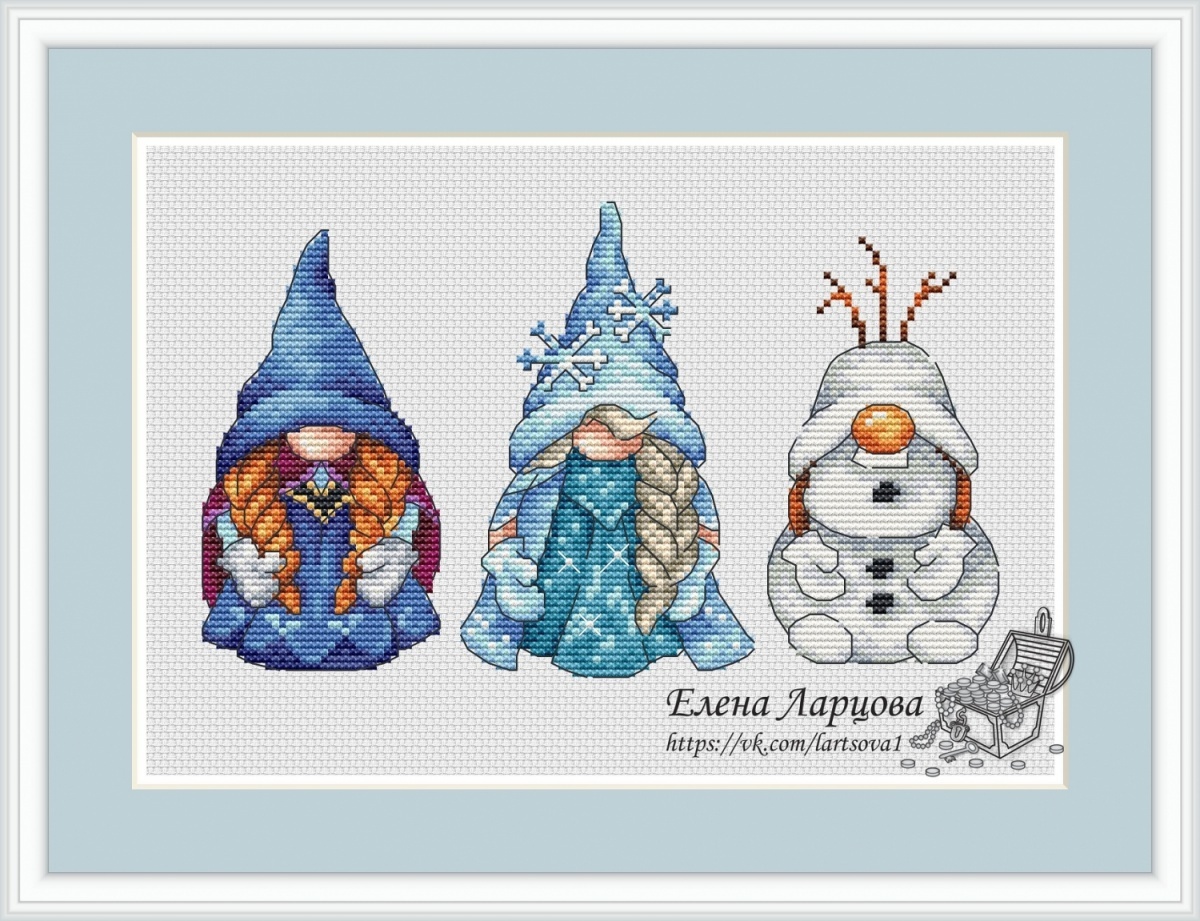 Frozen Gnomes Cross Stitch Pattern фото 1