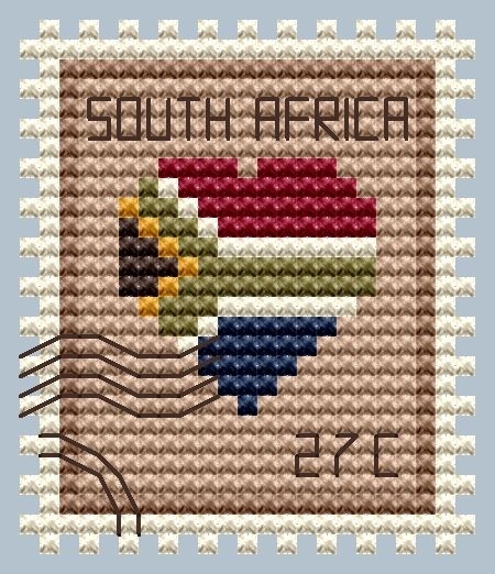 South Africa Postage Stamp Cross Stitch Pattern фото 1