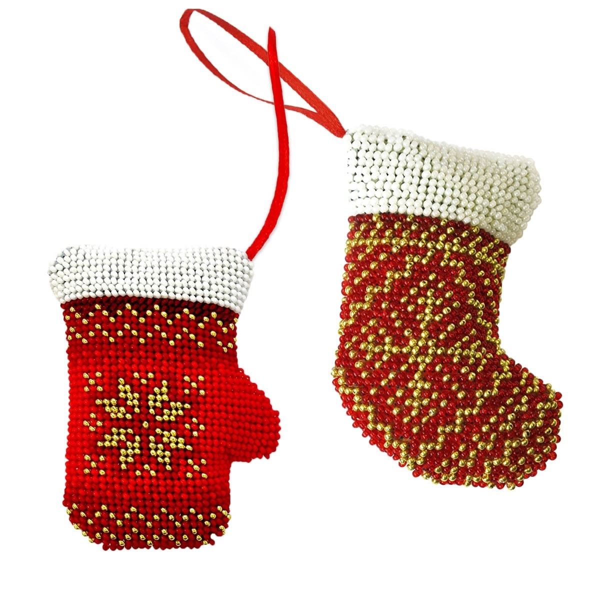 New Year's Toy Boot and Mitten Bead Embroidery Kit фото 1