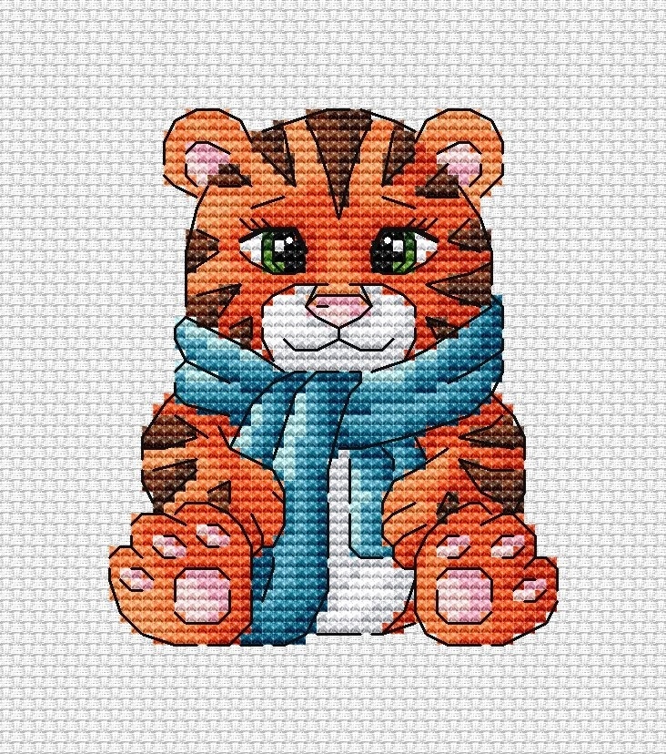 Bobby the Tiger Cross Stitch Pattern фото 1