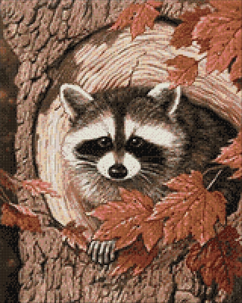 Raccoon on a Maple Diamond Painting Kit фото 2