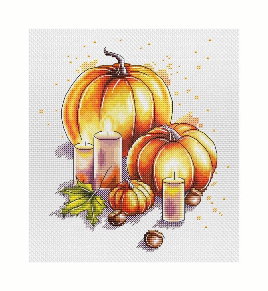 Pumpkins and Candles Cross Stitch Pattern фото 4