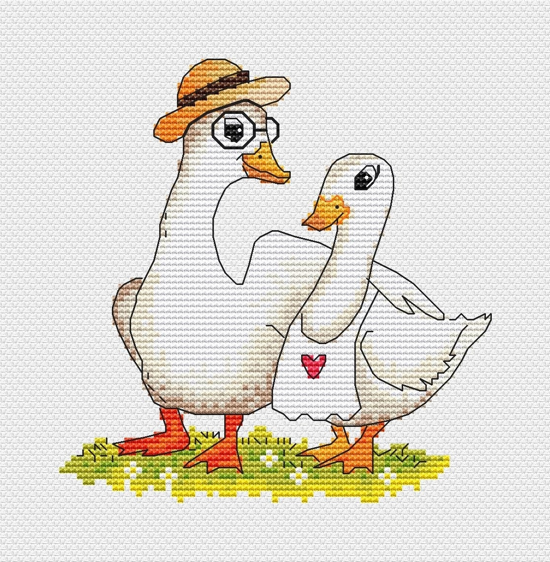 Geese in Love Cross Stitch Pattern фото 2