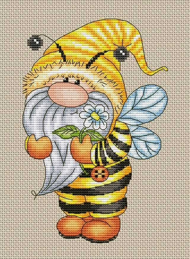 Bee Gnome 2 Cross Stitch Pattern фото 1