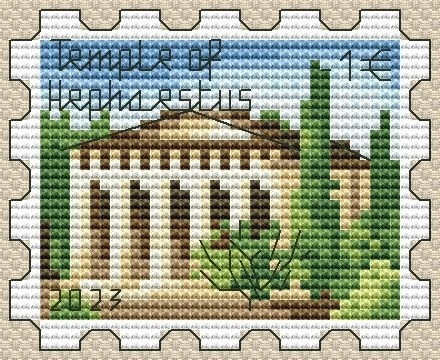 Temple of Hephaestus Postage Stamp Cross Stitch Pattern фото 1