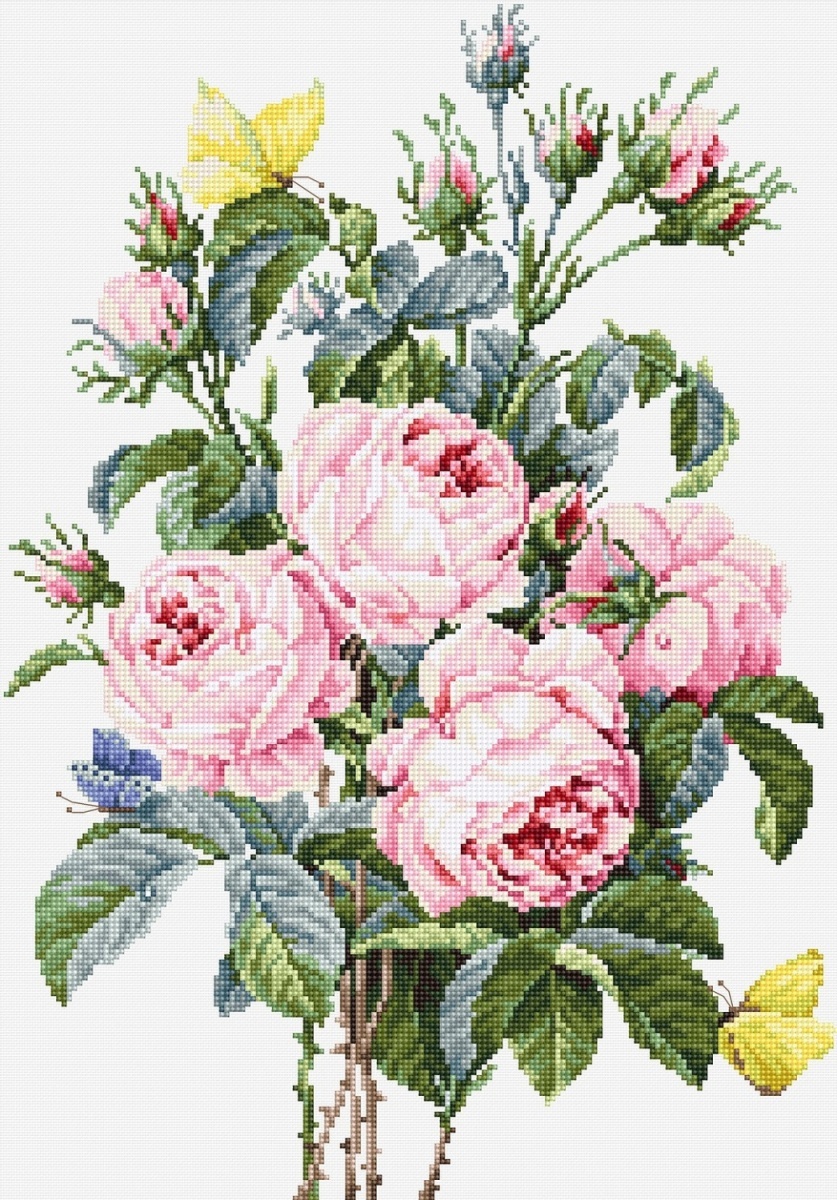 Bouquet of Roses with Butterflies Cross Stitch Kit фото 1
