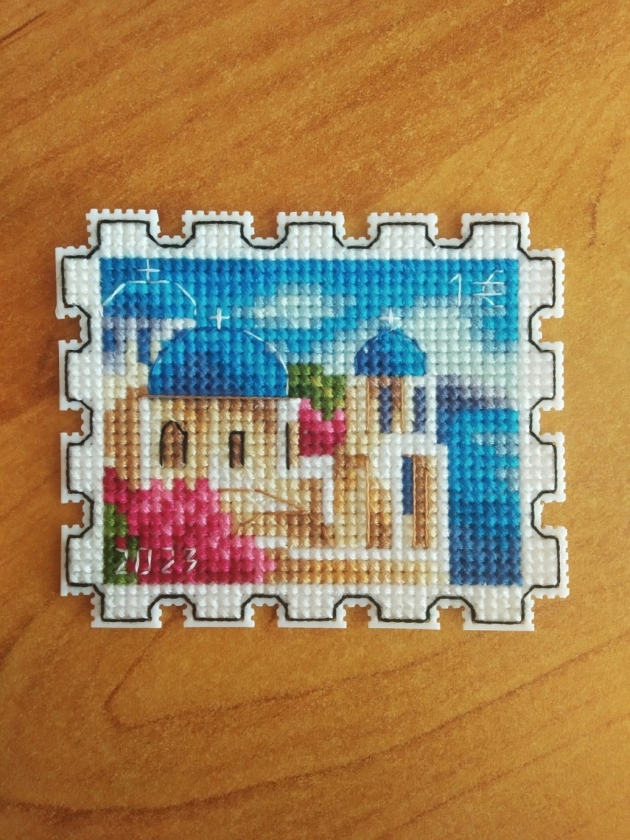 Roofs of Santorini Postage Stamp Cross Stitch Pattern фото 2