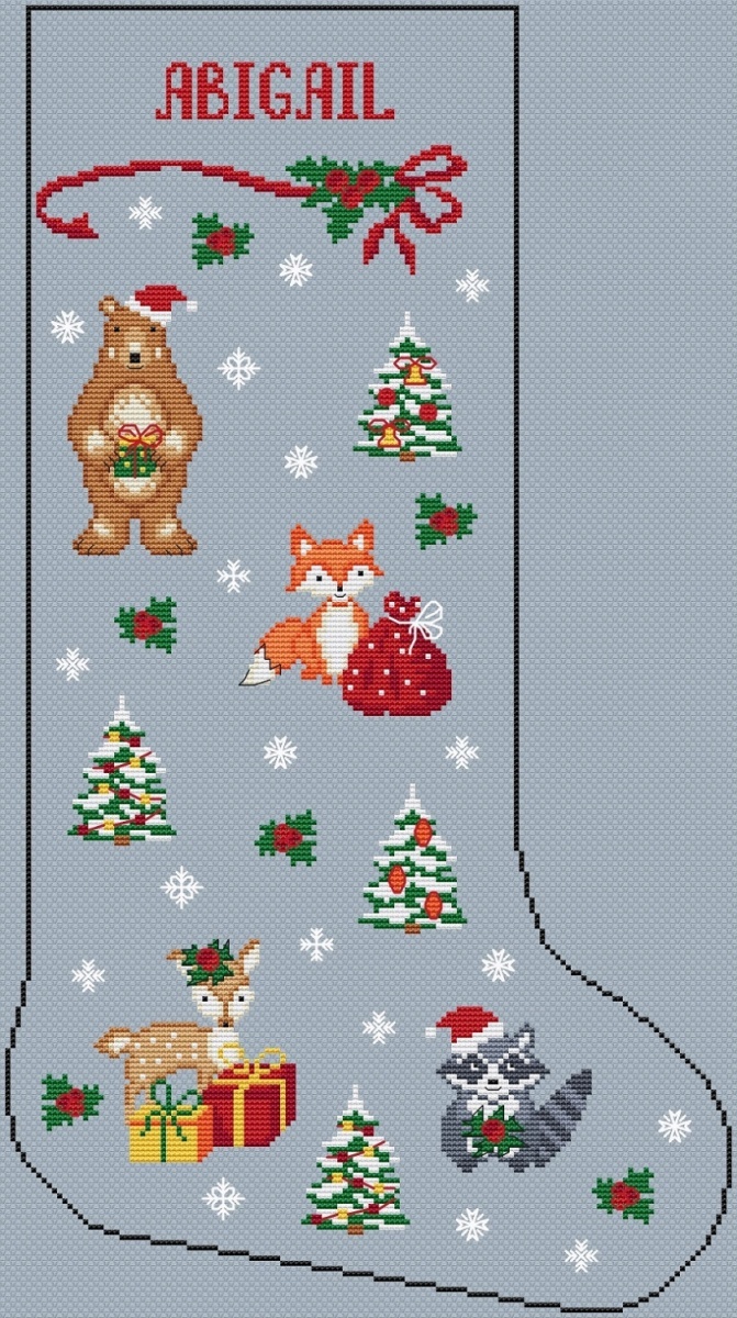 Christmas Stocking. Woodland Cross Stitch Pattern фото 2