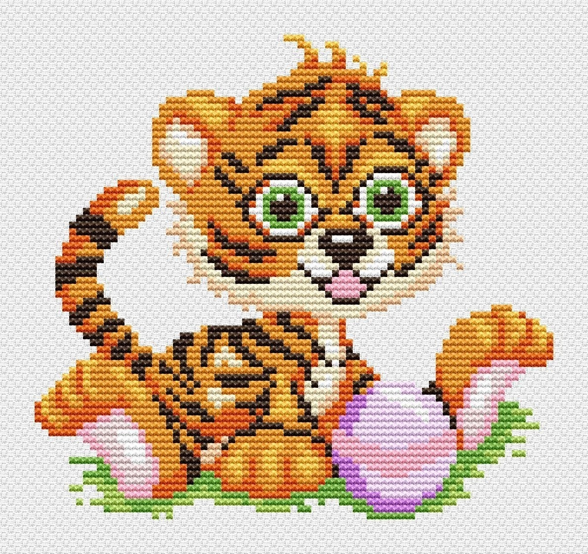 Playful Tiger Cub Cross Stitch Kit фото 1