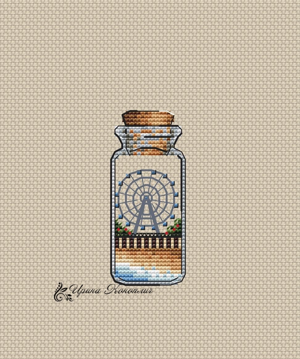 Bottles. Ferris Wheel Cross Stitch Pattern фото 1