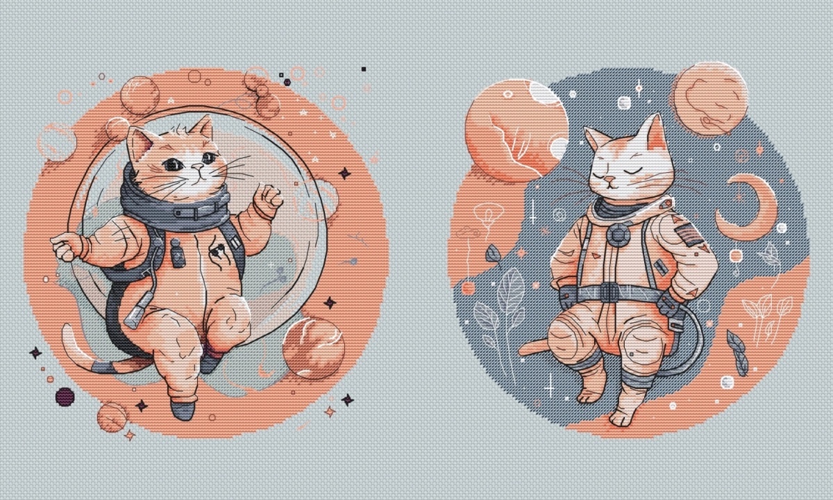 Space Cats Set Cross Stitch Pattern фото 1
