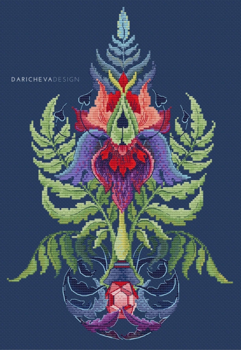 Fern Flower Cross Stitch Pattern фото 2