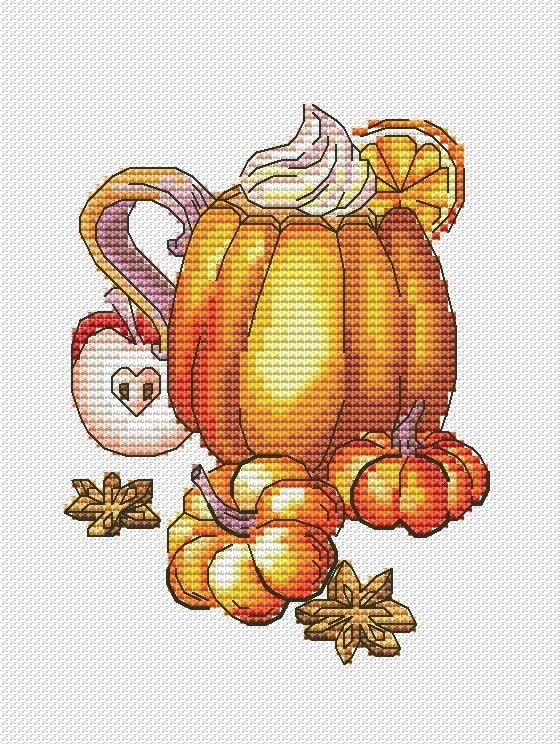 Pumpkin Tea Cross Stitch Pattern фото 1