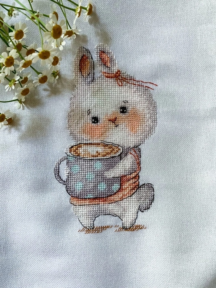 Coffee Lovers. Bunny Cross Stitch Pattern фото 2