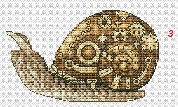 Steampunk Snail 3 Cross Stitch Pattern фото 1
