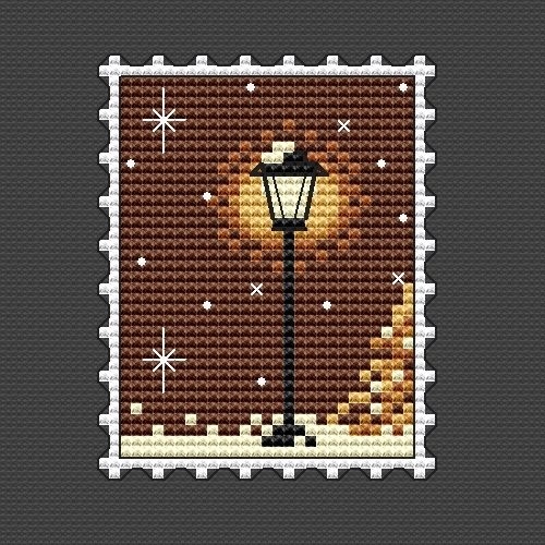 Postage Stamp. Ginger Night Cross Stitch Pattern фото 3