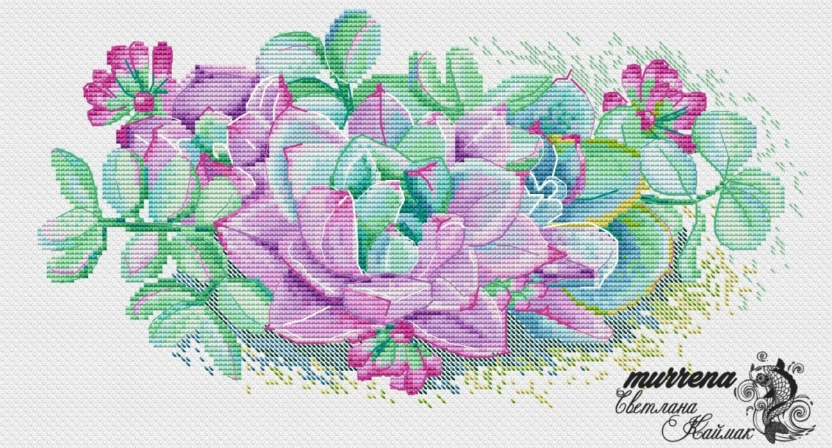 Pastel Succulents Cross Stitch Pattern фото 1