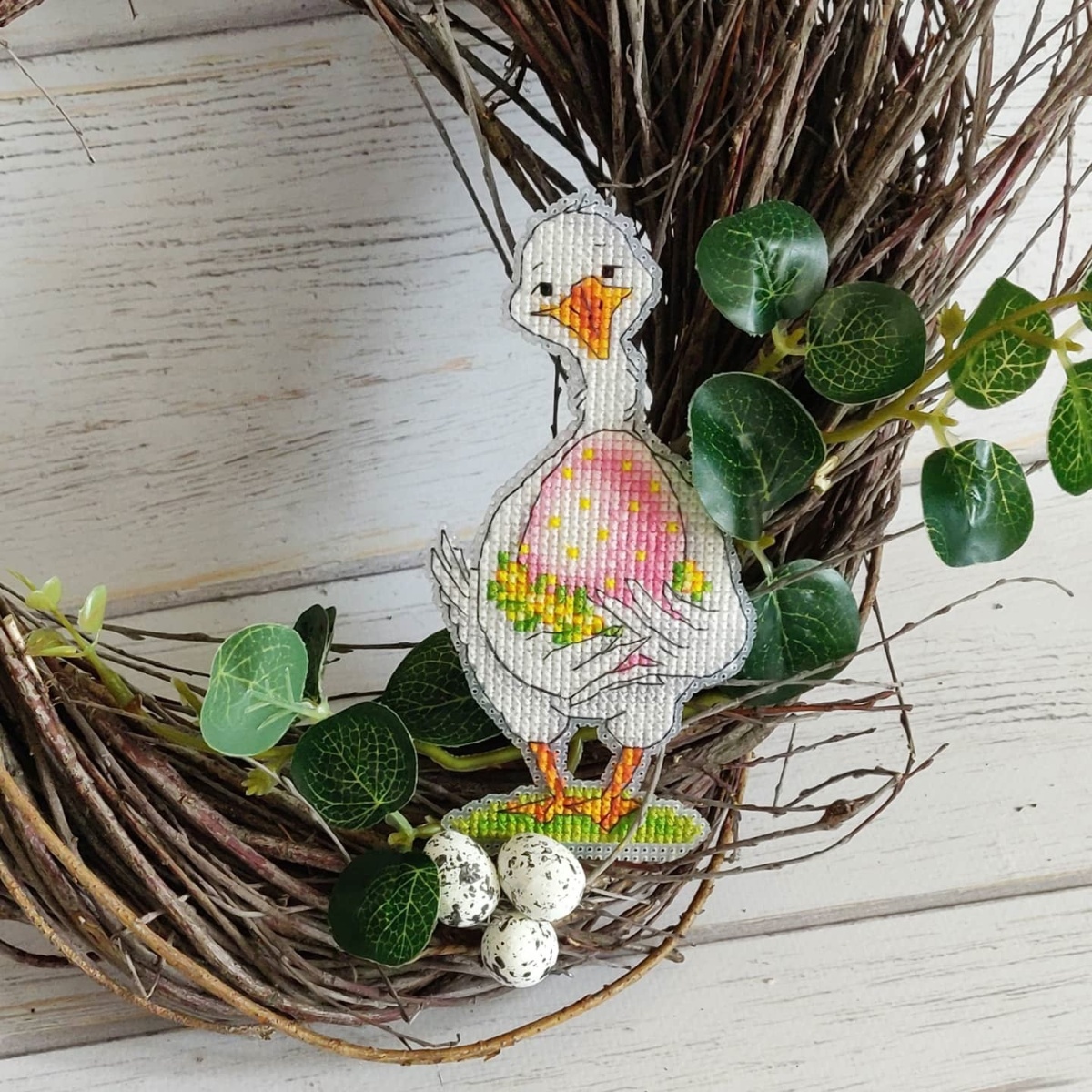 Goose with a Pink Egg Cross Stitch Pattern фото 9