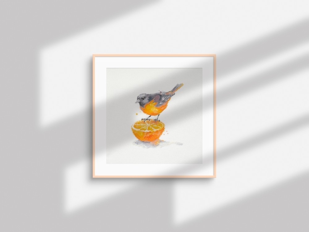 Bird and Orange Cross Stitch Pattern фото 3