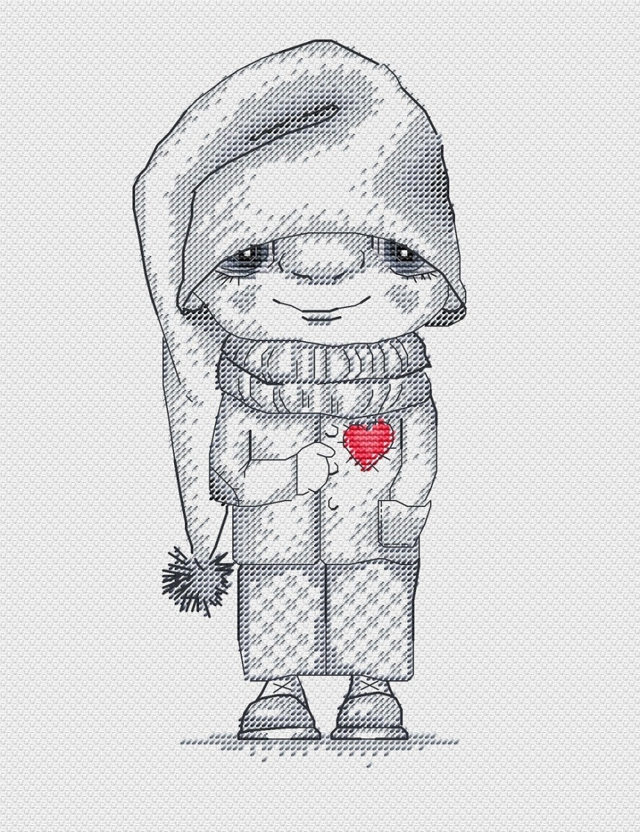 Gnome with a Heart Cross Stitch Pattern фото 1
