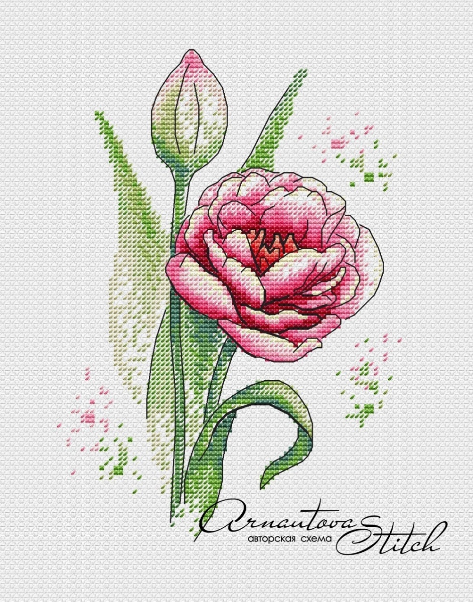 A Watercolor Tulip Cross Stitch Pattern фото 1