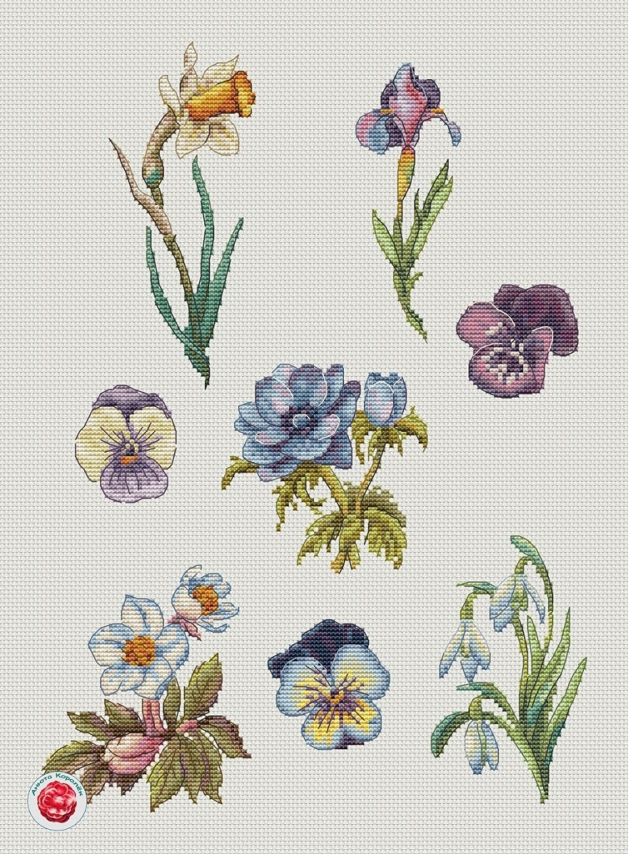 A Spring Flowers Cross Stitch Pattern фото 1