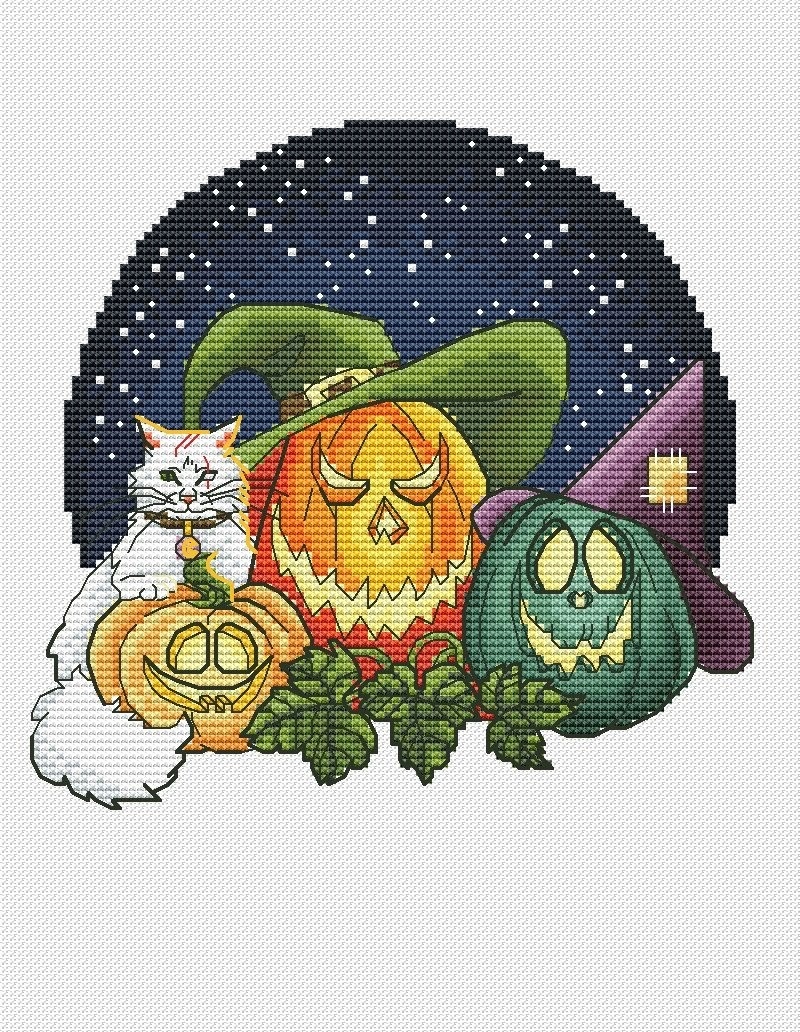 Pumpkin Trio 2 Cross Stitch Pattern фото 1