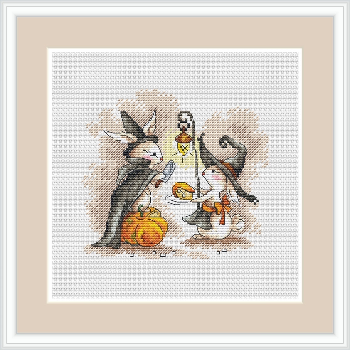 Autumn Bunnies. Halloween Cross Stitch Pattern фото 1
