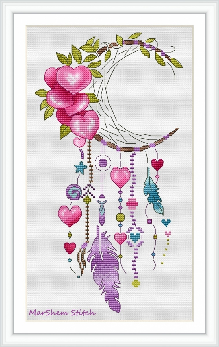 Dreamcatcher Hearts Cross Stitch Pattern фото 3