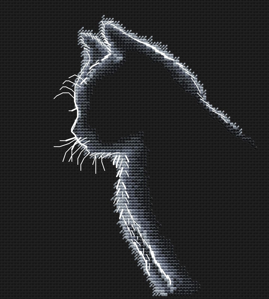 Cat in the Dark Cross Stitch Pattern фото 1