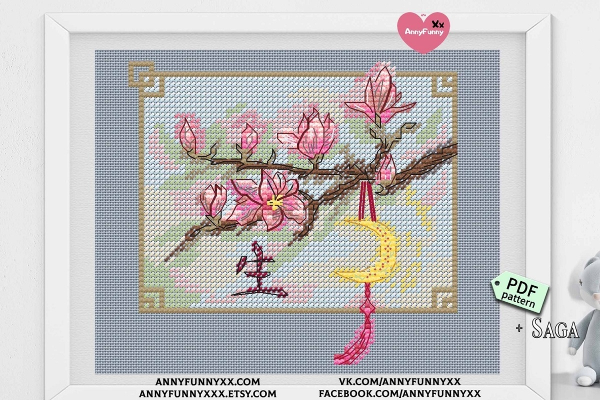 Flowers of the East. Magnolia Cross Stitch Pattern фото 12