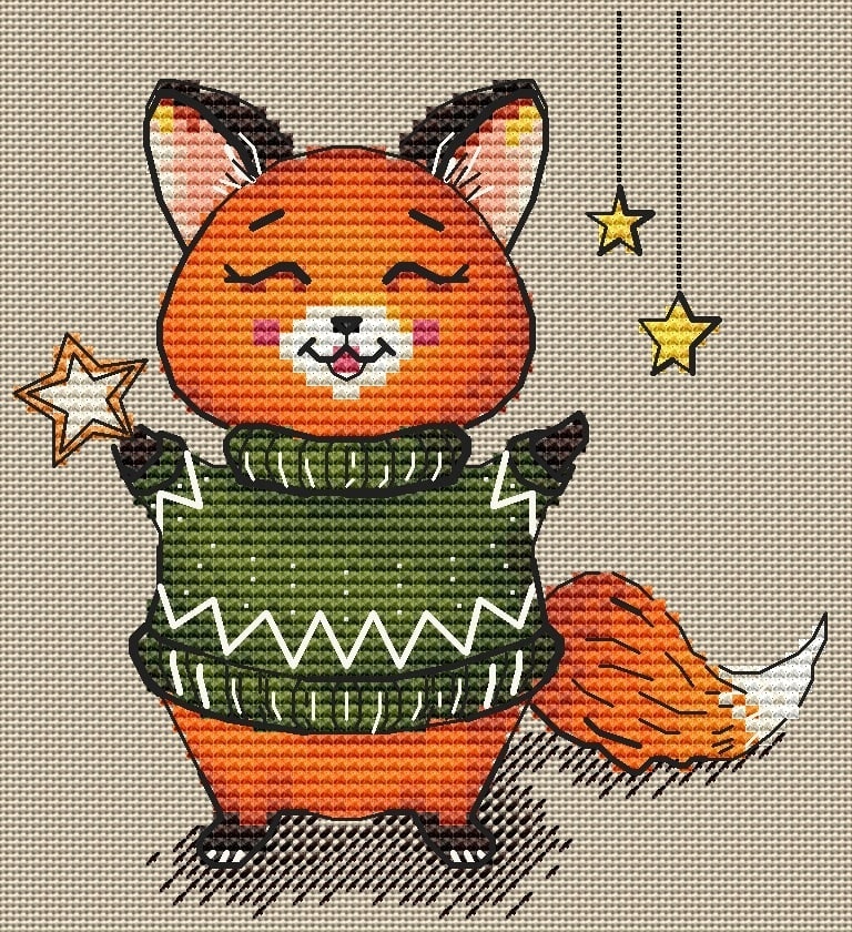 Festive Fox Cross Stitch Pattern фото 1