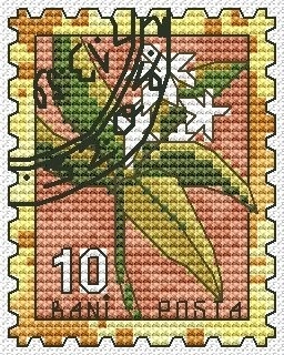 Stamp with Flower Cross Stitch Pattern фото 1