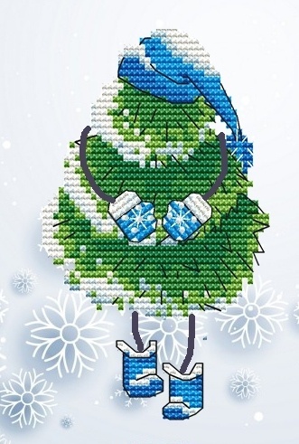 Christmas Tree in Mittens Cross Stitch Pattern фото 1