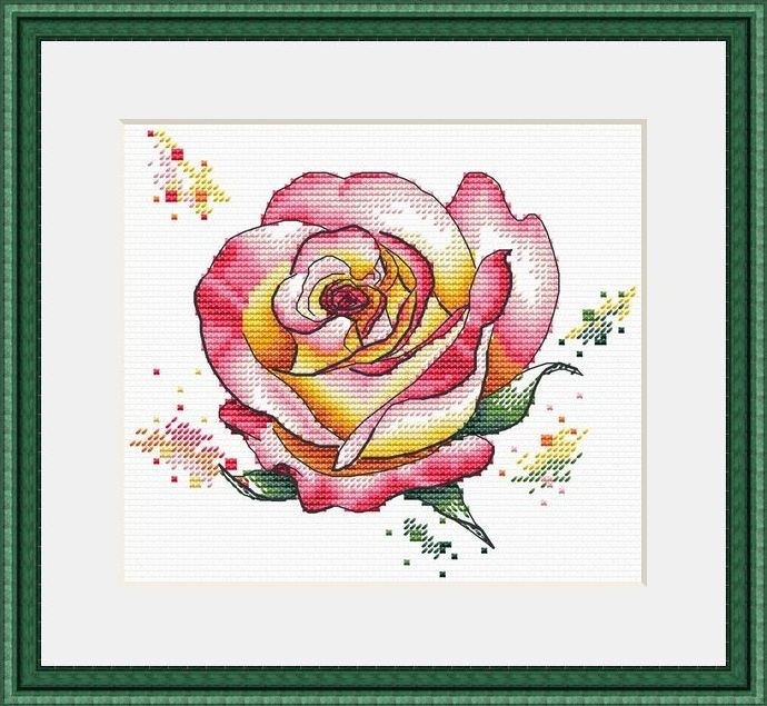 A Watercolor Rose Cross Stitch Pattern фото 1